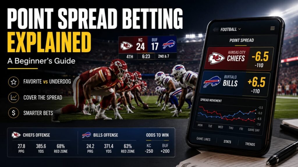 Point spread betting explained with sportsbook odds chart for beginners